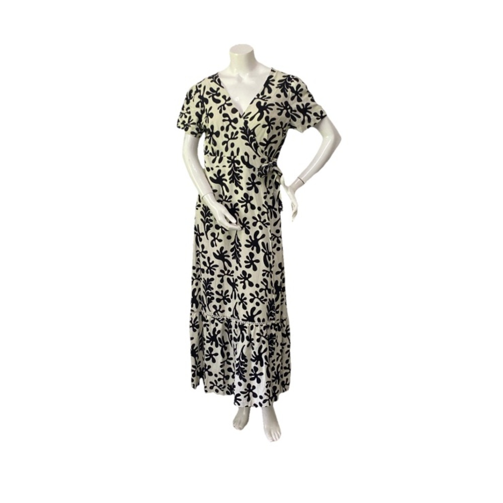 Anthropologie Lost+Wander M Cream Black Maxi Dress Bohemian Cottagecore